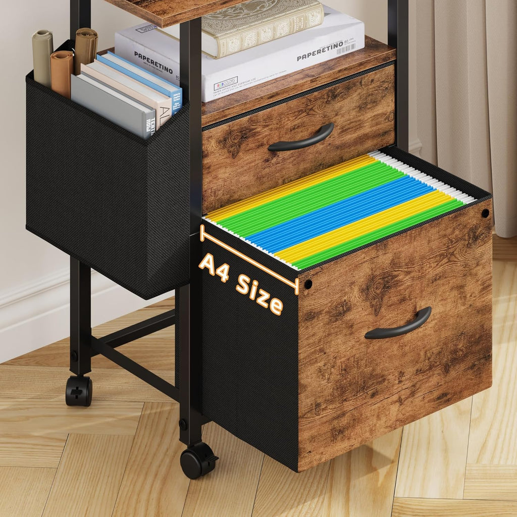 Light Brown 2-Drawer Rolling File Cabinet