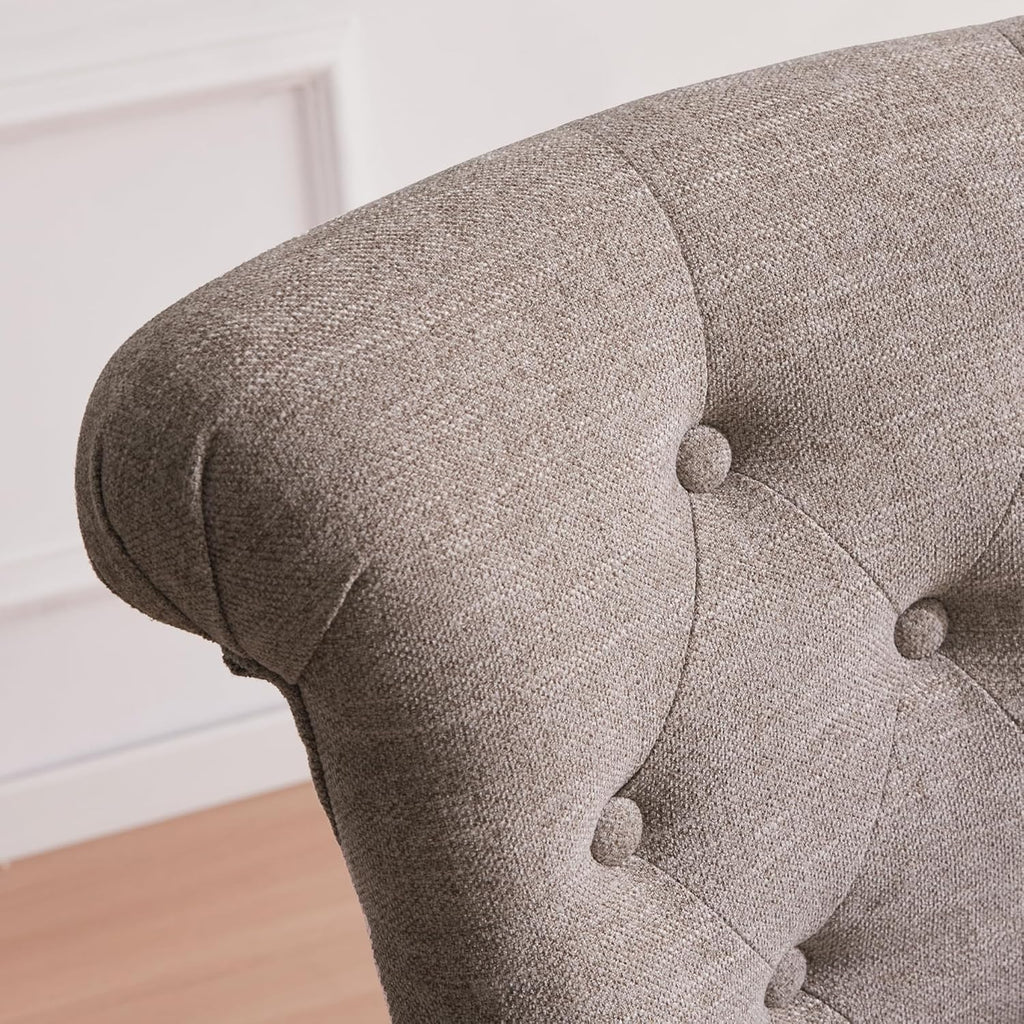 Brown Linen Armless Swivel Office Chair