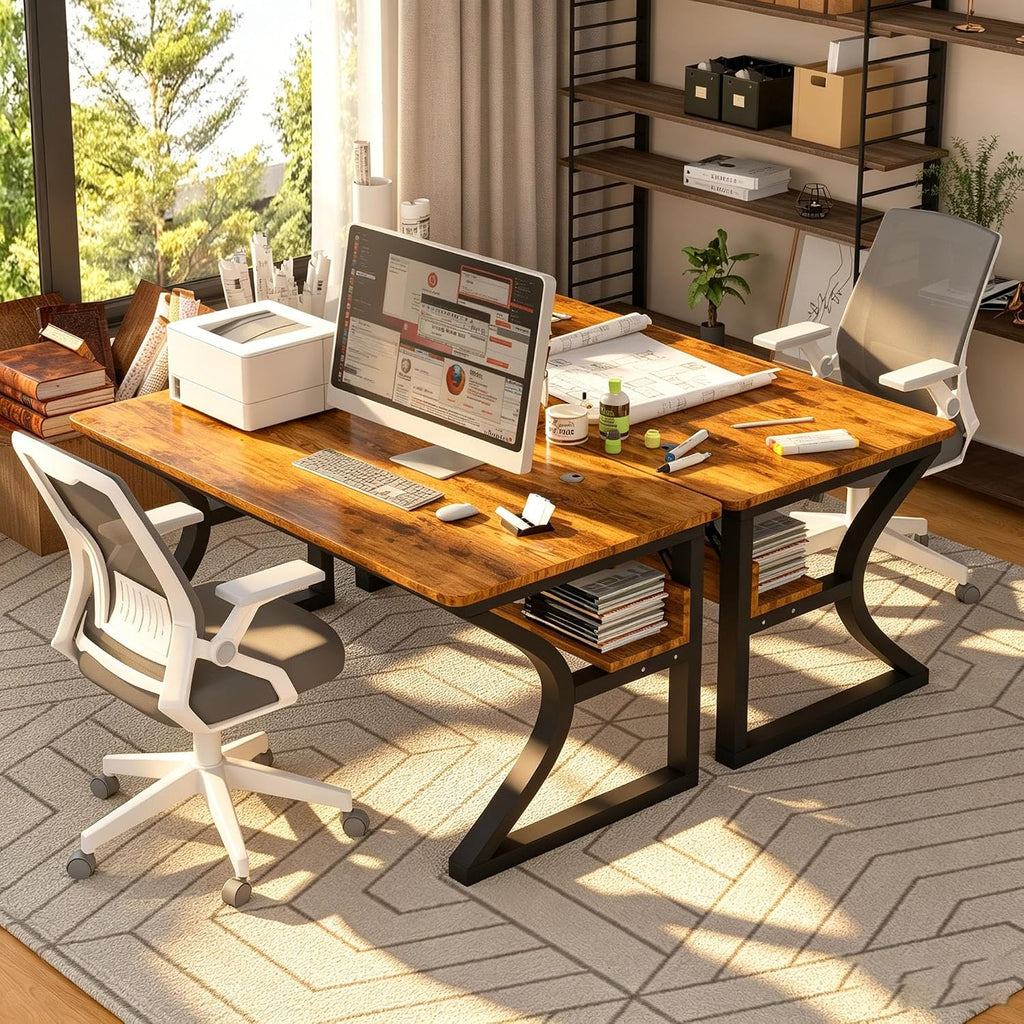 Brown 47" Desk with Storage