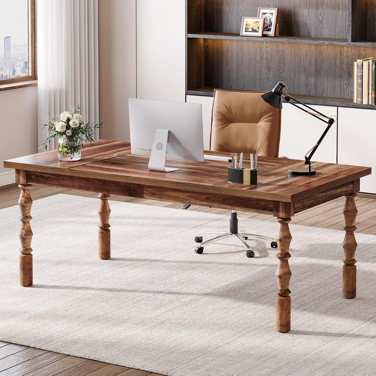Walnut 62" Executive Farmhouse Desk