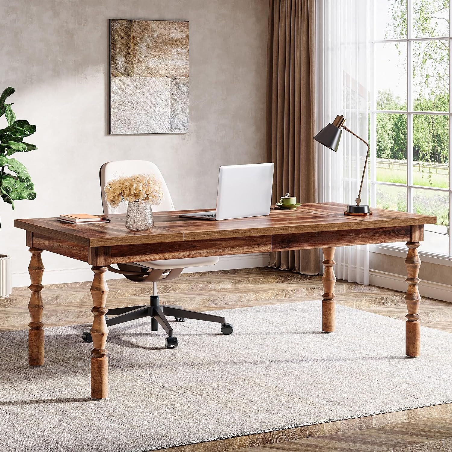 Walnut 62" Executive Farmhouse Desk