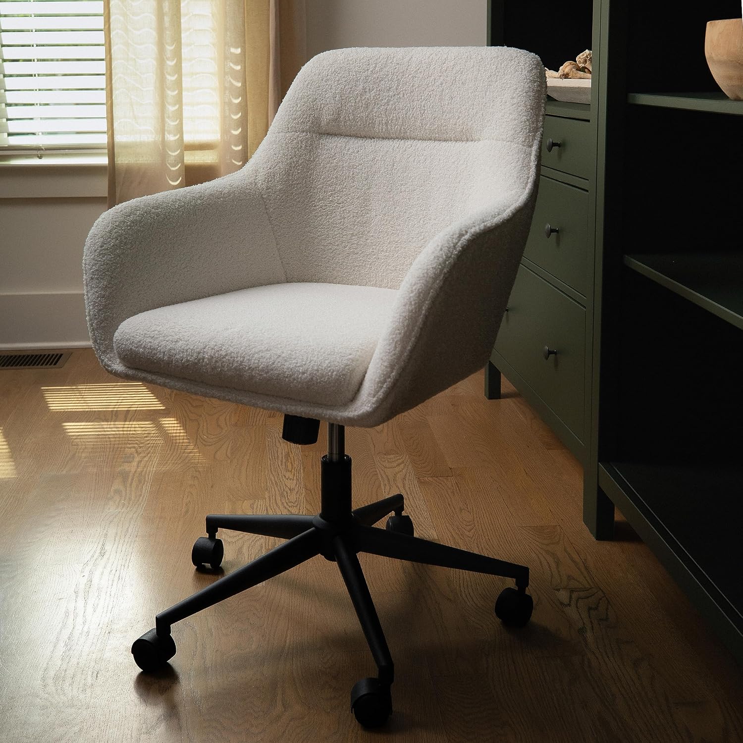 White Upholstered Office Chair Bronze Frame
