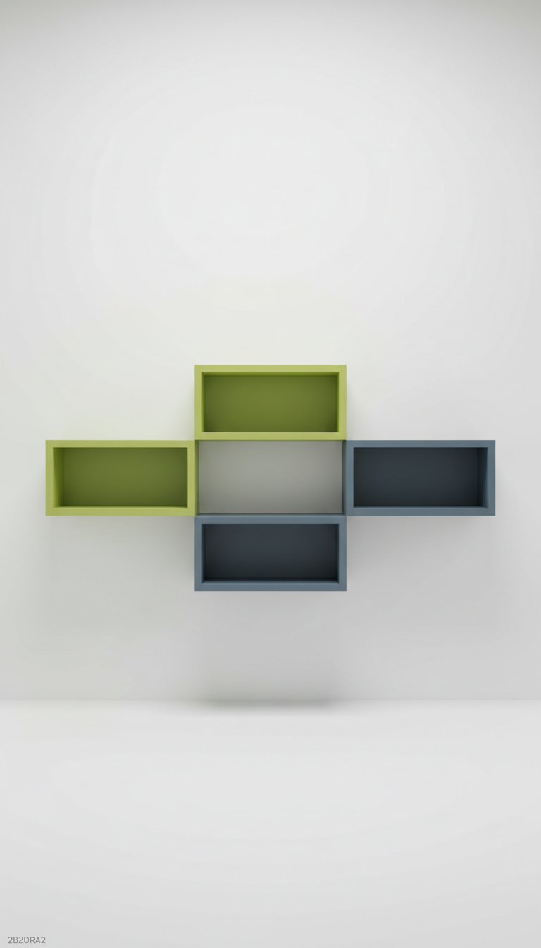 Wall-Mounted Floating Bookshelf in Powder-Coated Metal